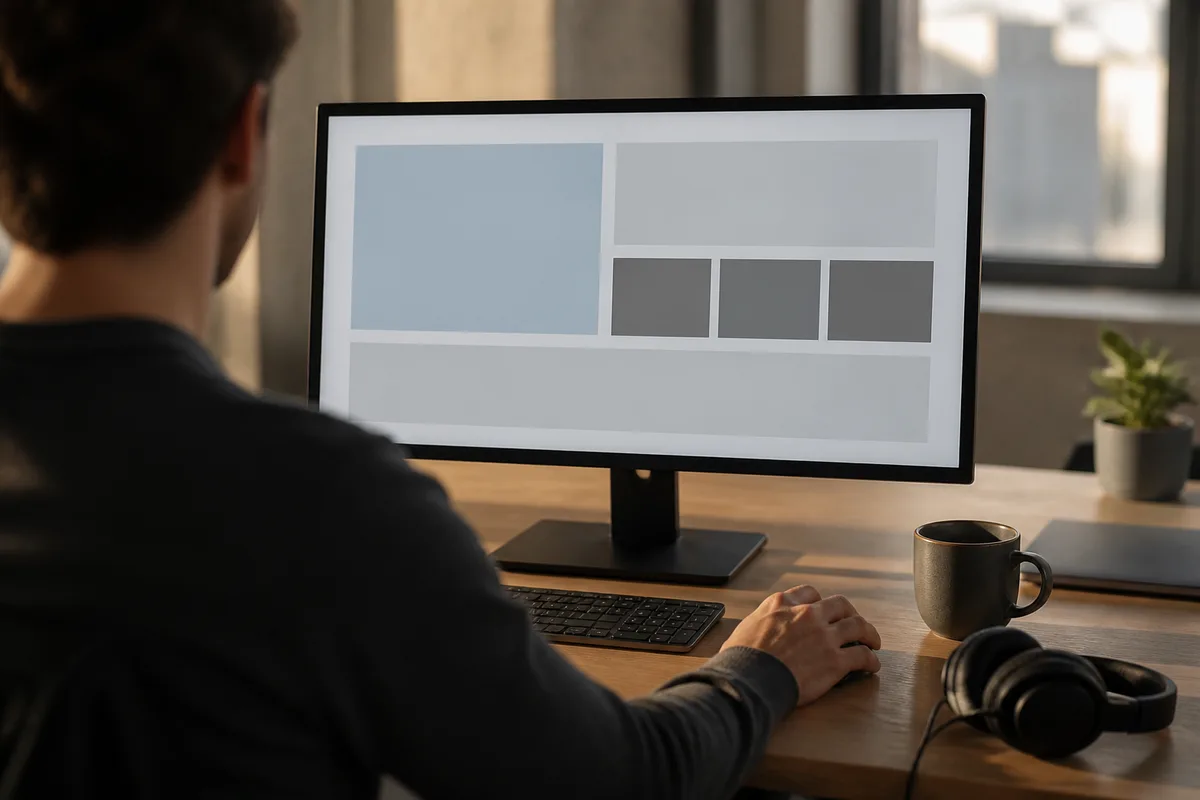 Maquette de site internet affichée sur un écran lors d une réunion de validation à distance