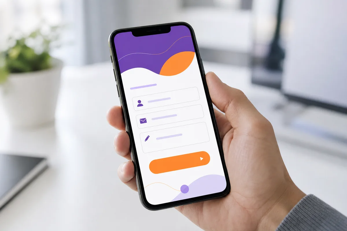 Smartphone affichant un formulaire de contact épuré avec un bouton d&rsquo;appel à l&rsquo;action bien visible